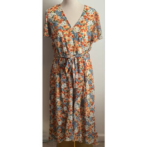 Women's PRETTYGARDEN Floral Maxi Dress L Orange Blue